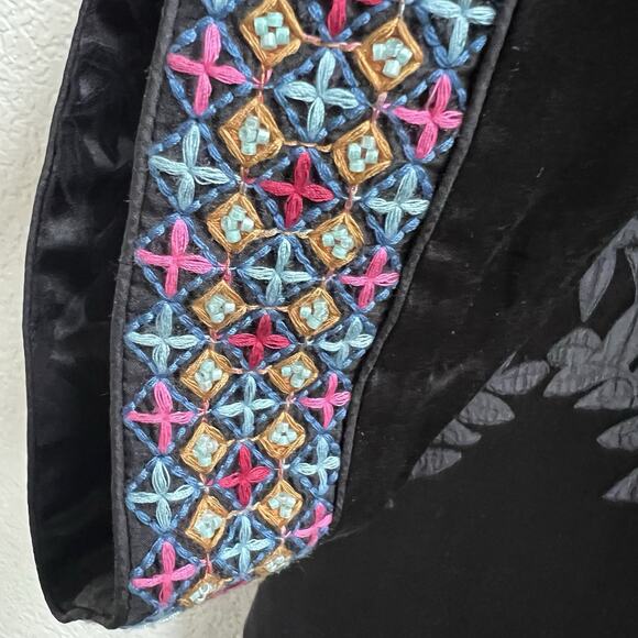 Johnny Was Maggi Short Kimono Sz S Burnt Velvet Beaded Reversible Boho $598 - Picture 8 of 11